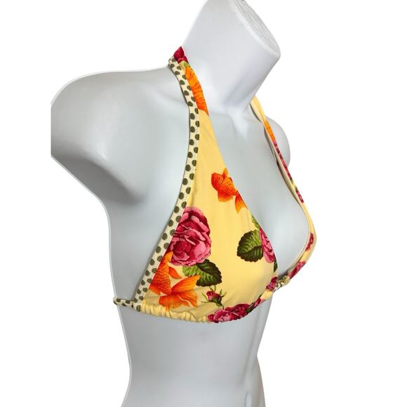 OndadeMar Triangle Bikini Top Sz 12 Rose Polka Dot Swimwear Adjustable Ties New - Picture 2 of 9